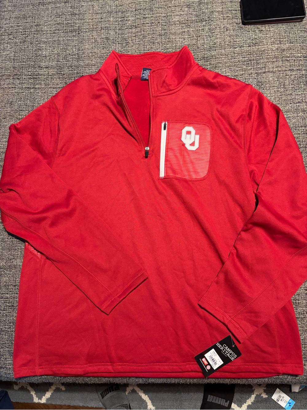 NWT Oklahoma Sooners OU Campus Heritage Zip Pullover Men’s XXL Red